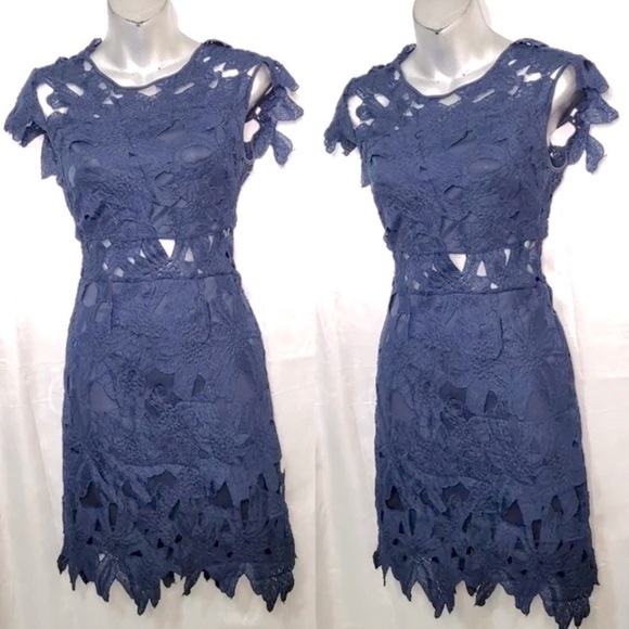 222. Romeo + Juliet Couture Navy Cut-Out Bodycon Dress S - Picture 6 of 8